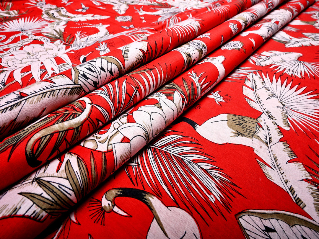 red forest cotton printed fabric online