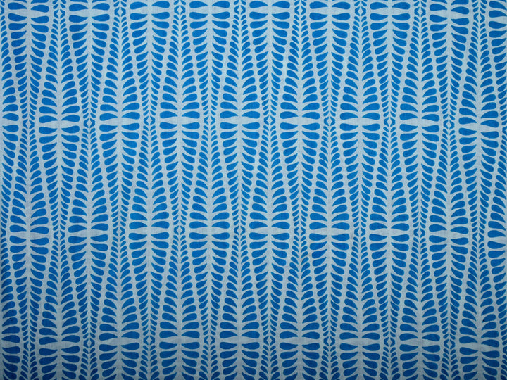 blue screen printed cotton blend fabric