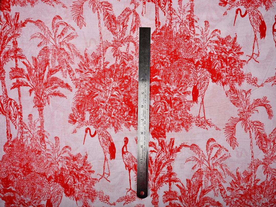 Palm Trees Forest Illustusion Screen Print Cotton Fabric