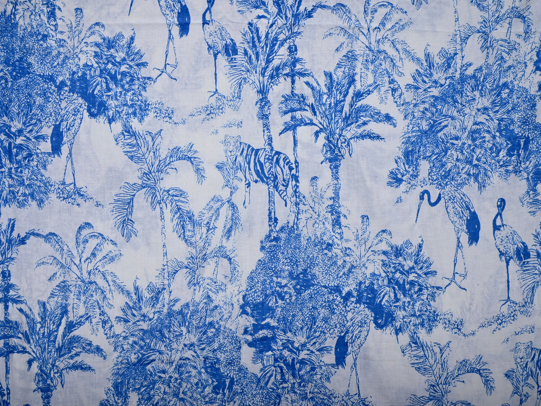 Palm Trees Forest Illustusion Screen Print Cotton Fabric