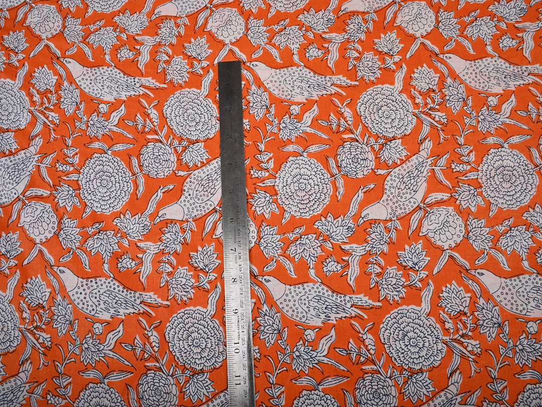 Indian Birds Flower Print Cotton Fabric