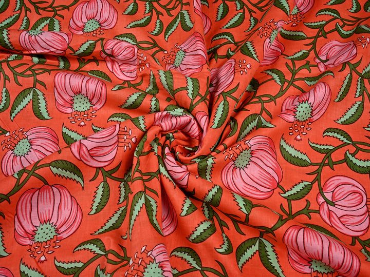Floral Styled Handblock Print Cotton Fabric