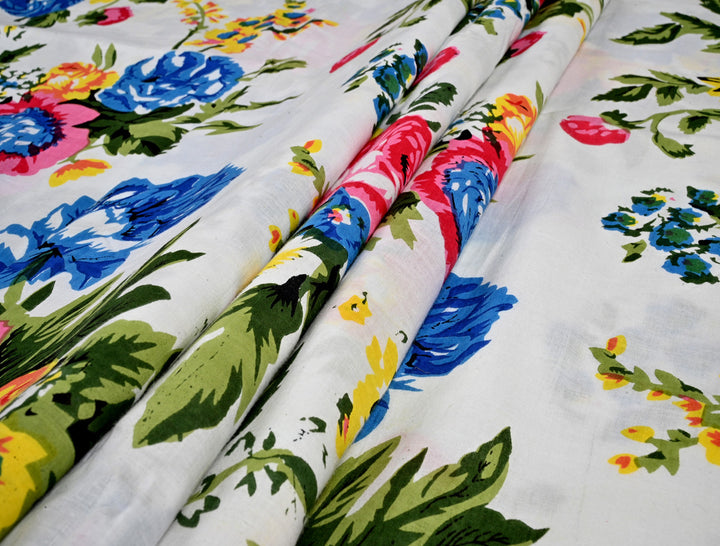 Floral Printed Screen Print Cotton Fabric