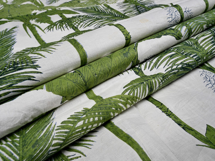green palm cotton print fabric online
