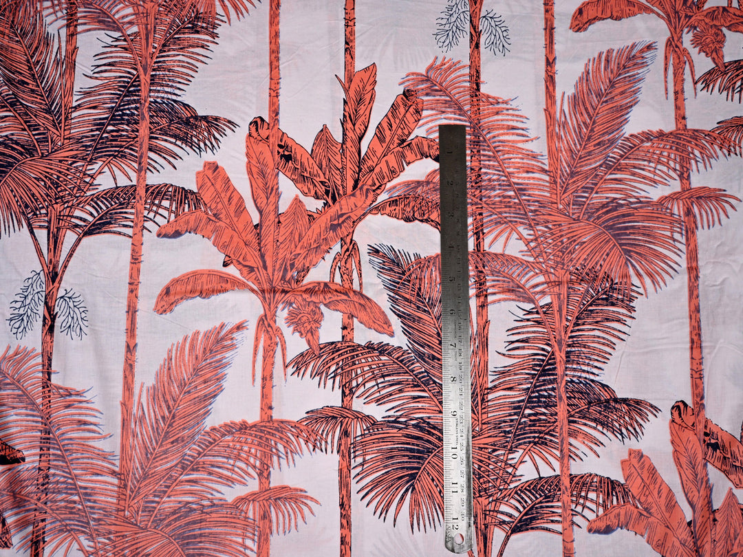 Palm Tree Seamless Screen Print Cotton Fabric
