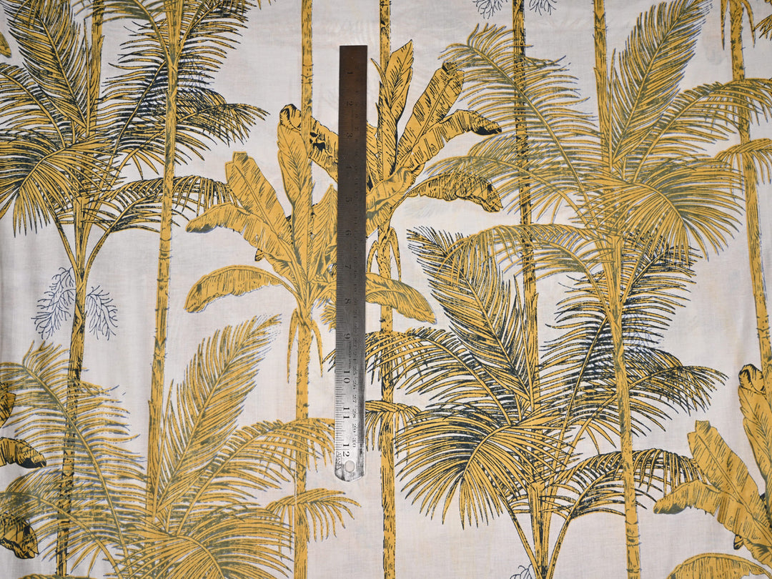 Palm Tree Seamless Screen Print Cotton Fabric