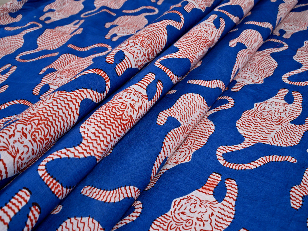 Tiger Screen Print Cotton Fabric