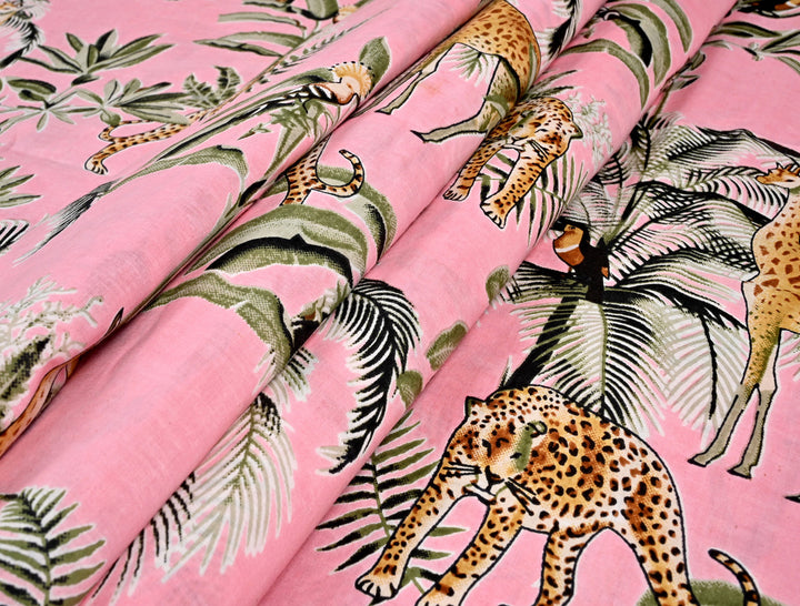cotton fabric jungle safari print