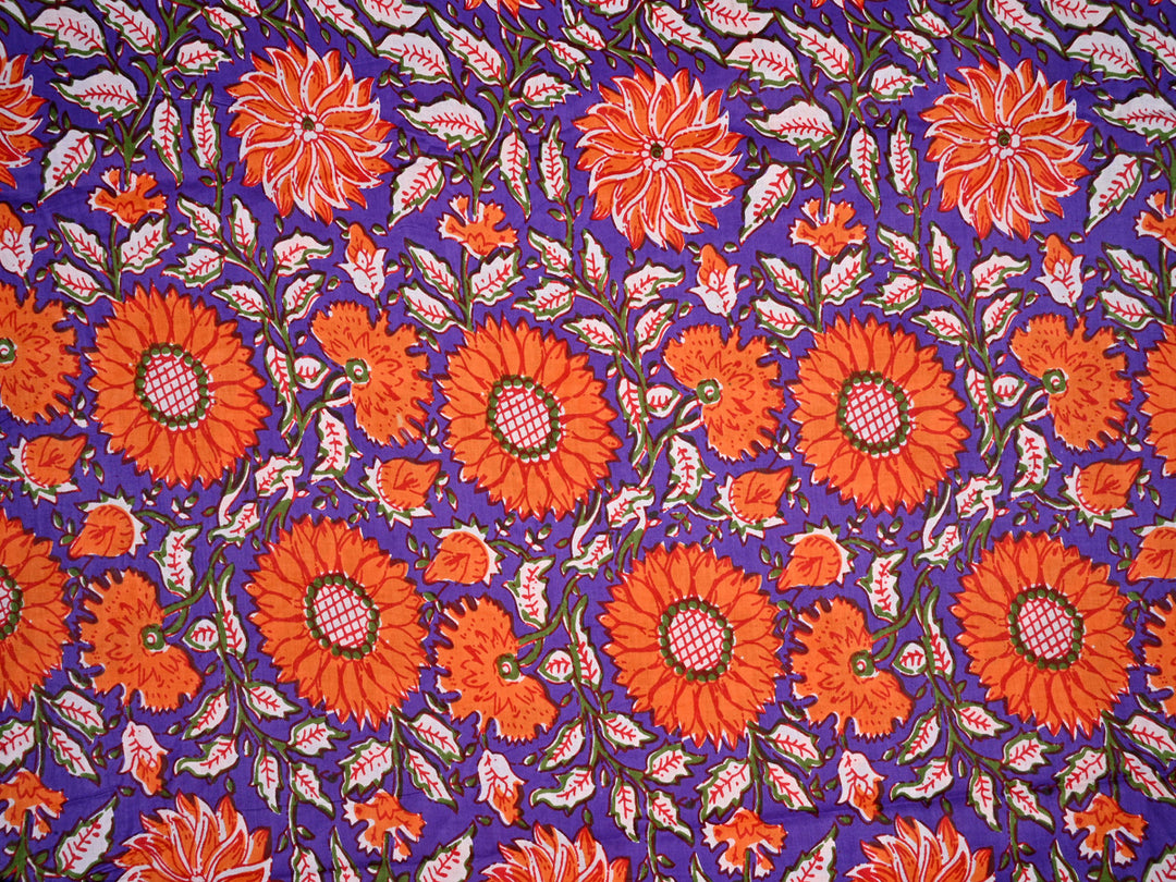 Orange Print with Purple Cotton Fabric