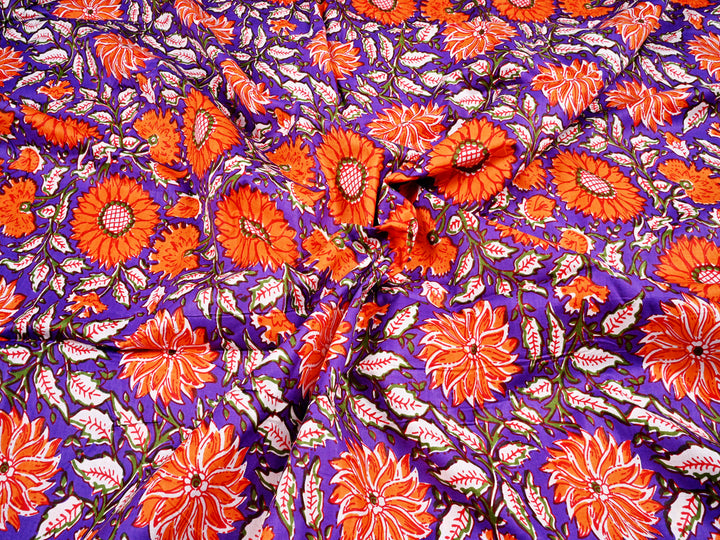 Floral Pattern Hand Block Print Cotton Fabric