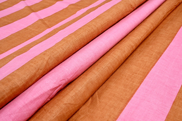 brown stripe cotton print fabric textile