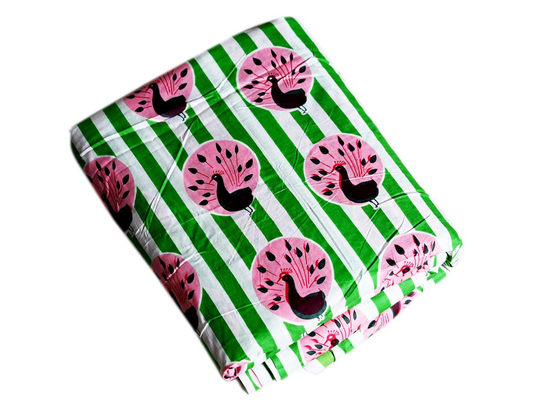 Pink Peacock - Cotton Stripes Fabric With Cool Style