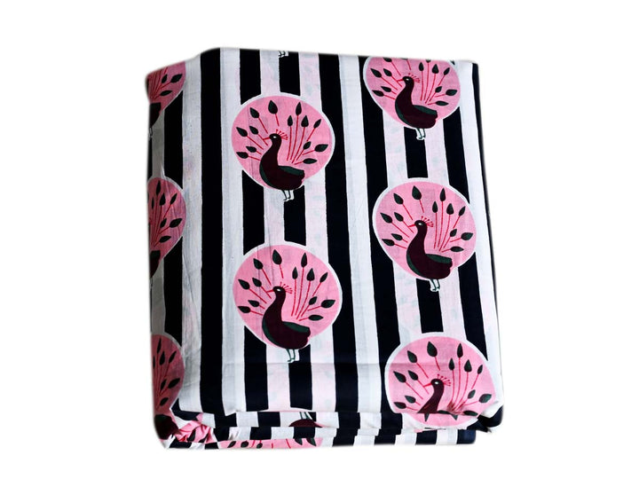 Pink Peacock - Cotton Stripes Fabric With Cool Style