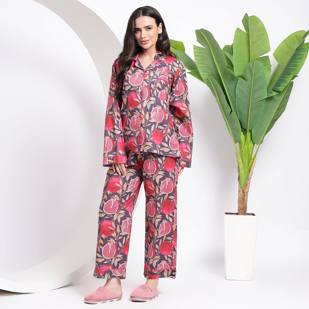 Indian Trend ~ Pomegranate Print Cotton Pjs Style