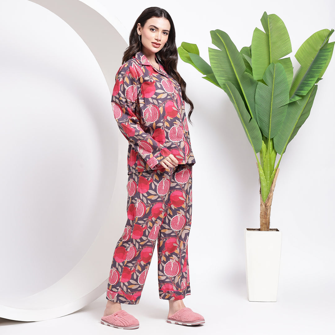 Indian Trend ~ Pomegranate Print Cotton Pjs Style