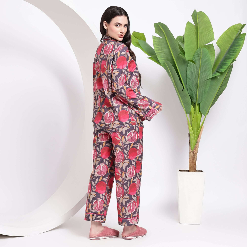 Indian block print cotton pajama set – women’s pomegranate print PJs