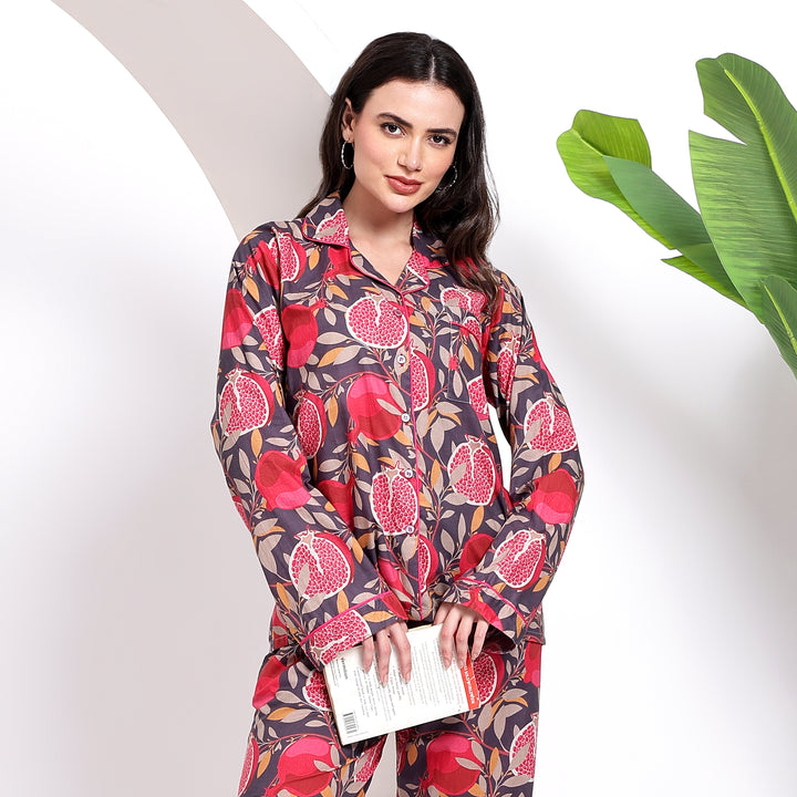 Indian Trend ~ Pomegranate Print Cotton Pjs Style