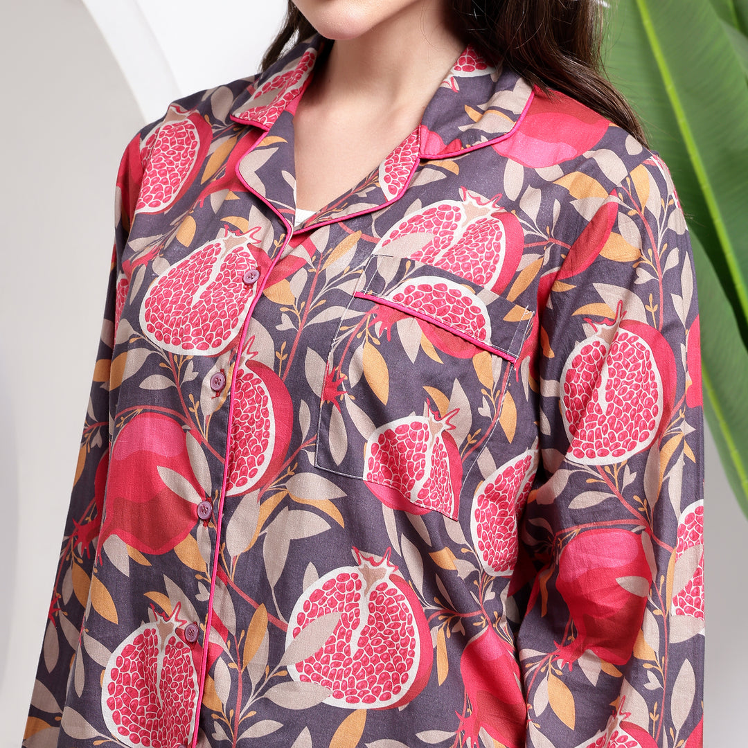 Indian Trend ~ Pomegranate Print Cotton Pjs Style