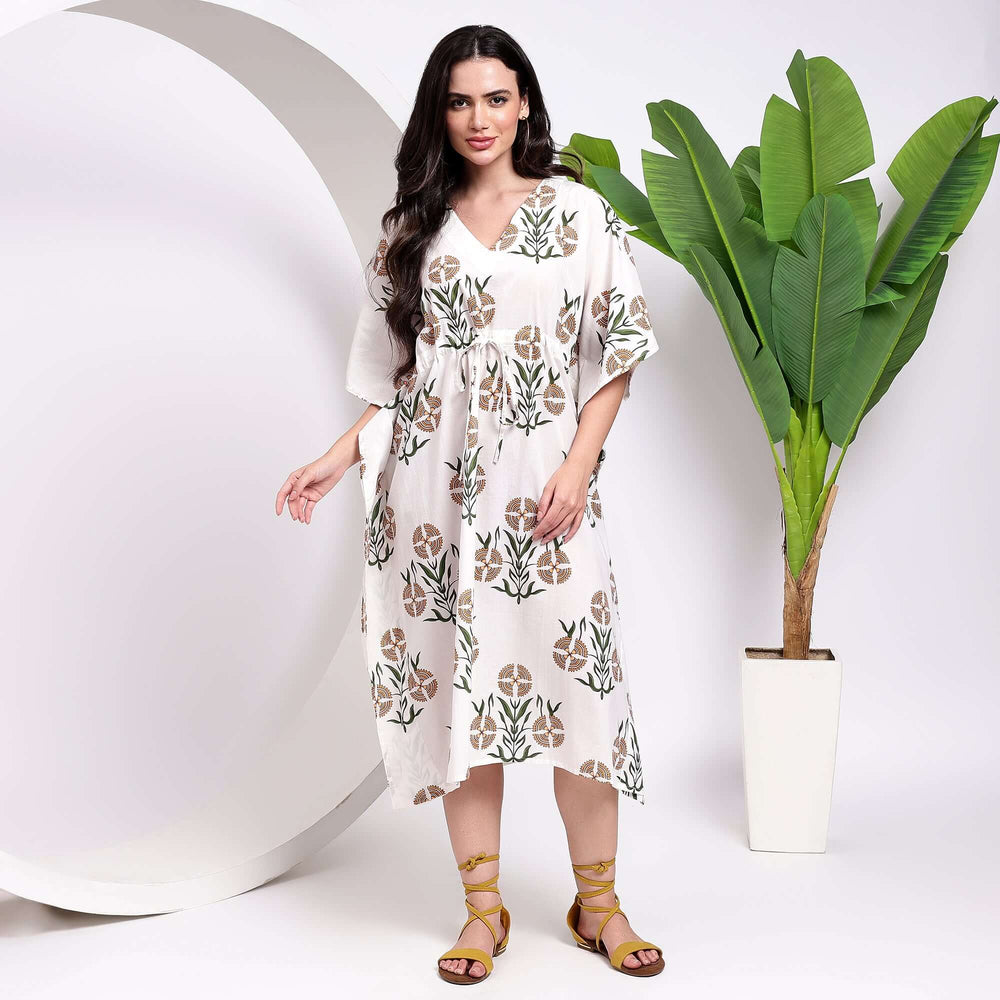 Plus size kaftan dress – Indian block print cotton
