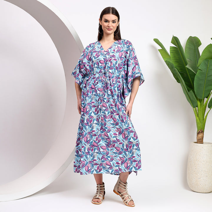 Handmade block print floral kaftan dress – cotton caftan for women