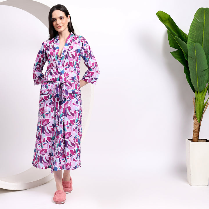 Abstract Cotton Robes for Women | Artistic Design & Comfort