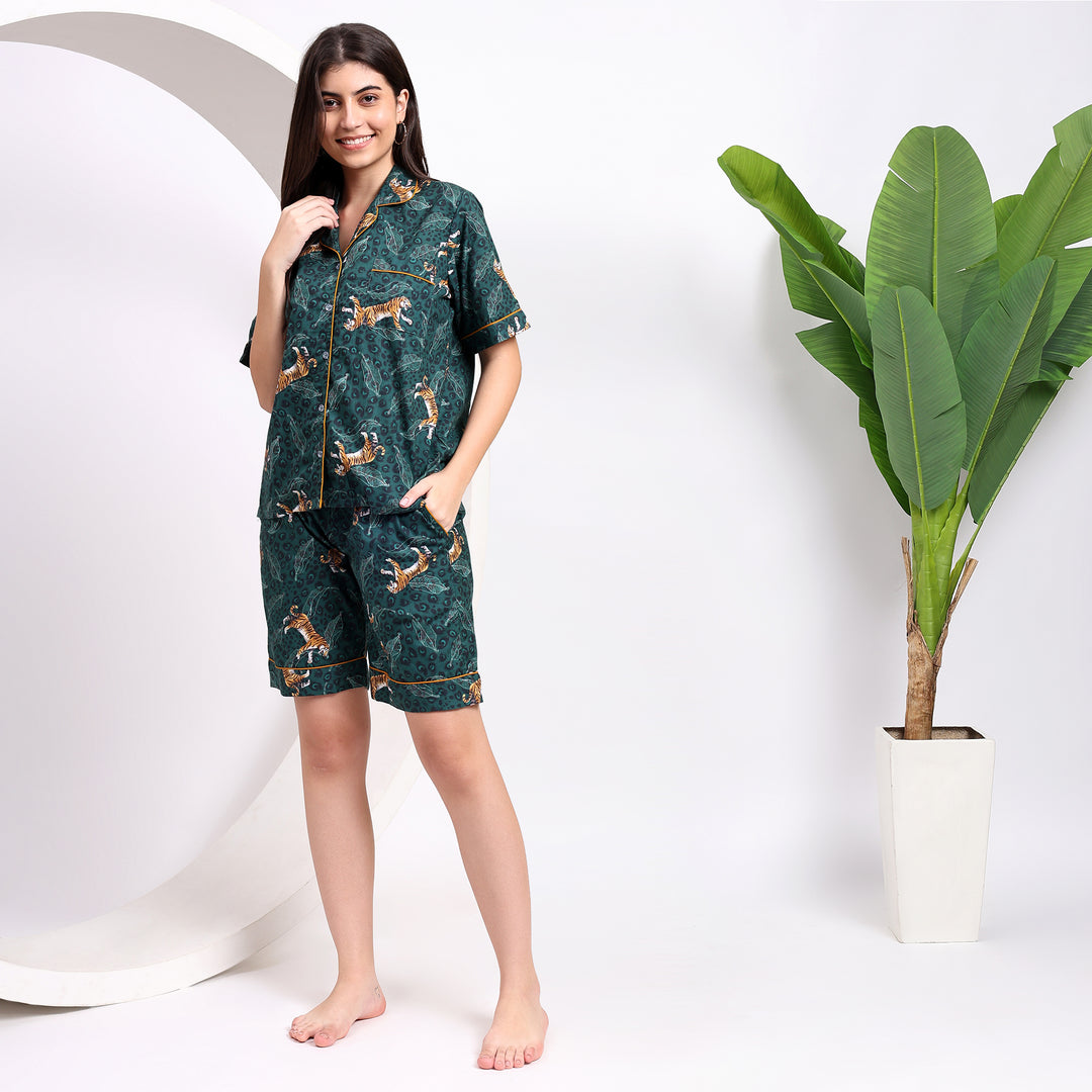 Cotton Safari Shirt with PJ Shorts ~ Modern and Wild!