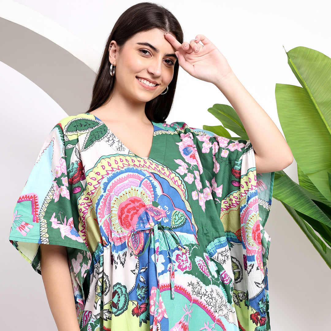 Beach cover-up kaftan with sleeves 