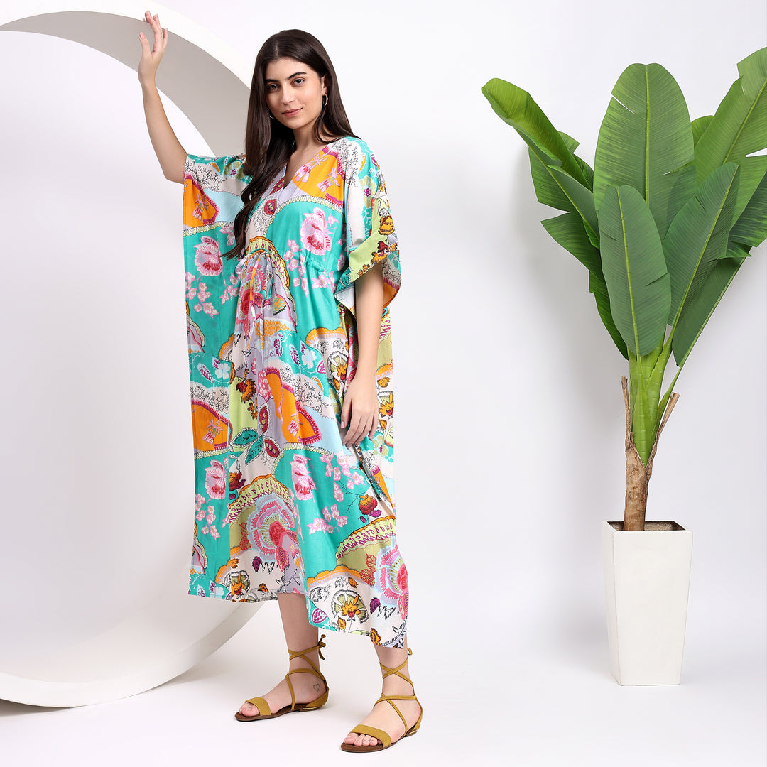 Midi cotton kaftan dress