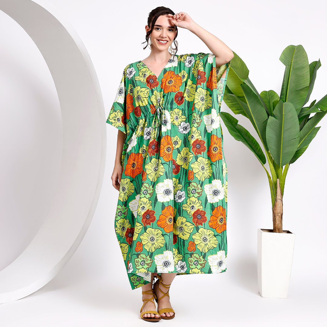 Midi floral kaftan dress