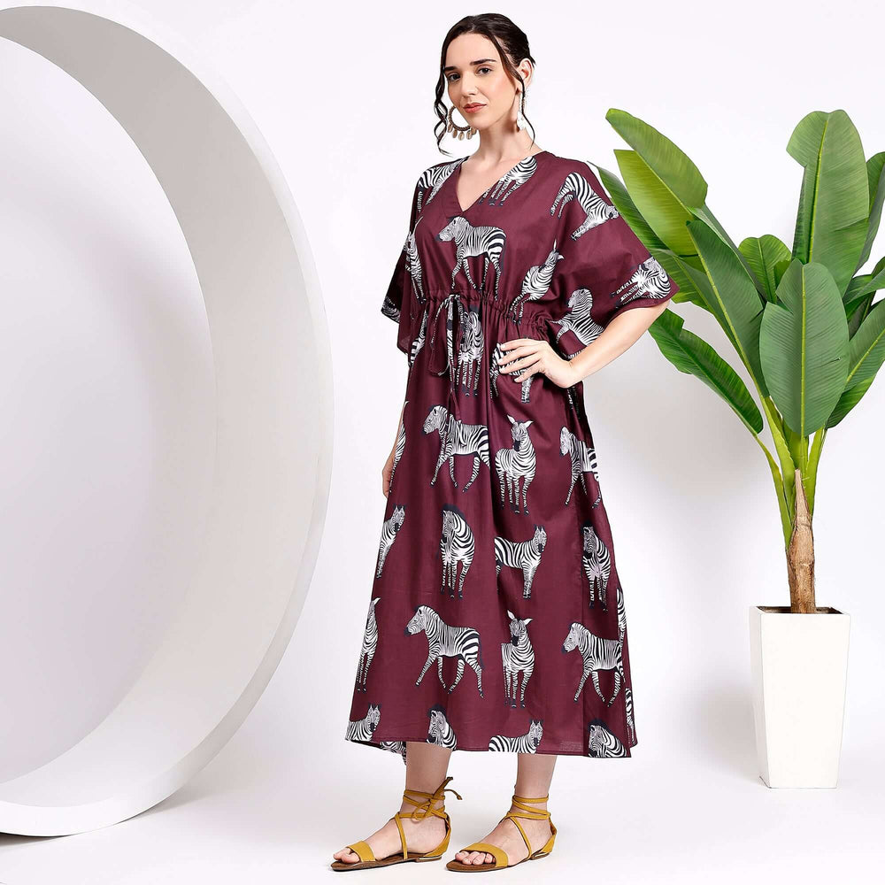 Zebra print cotton kaftan – animal print caftan