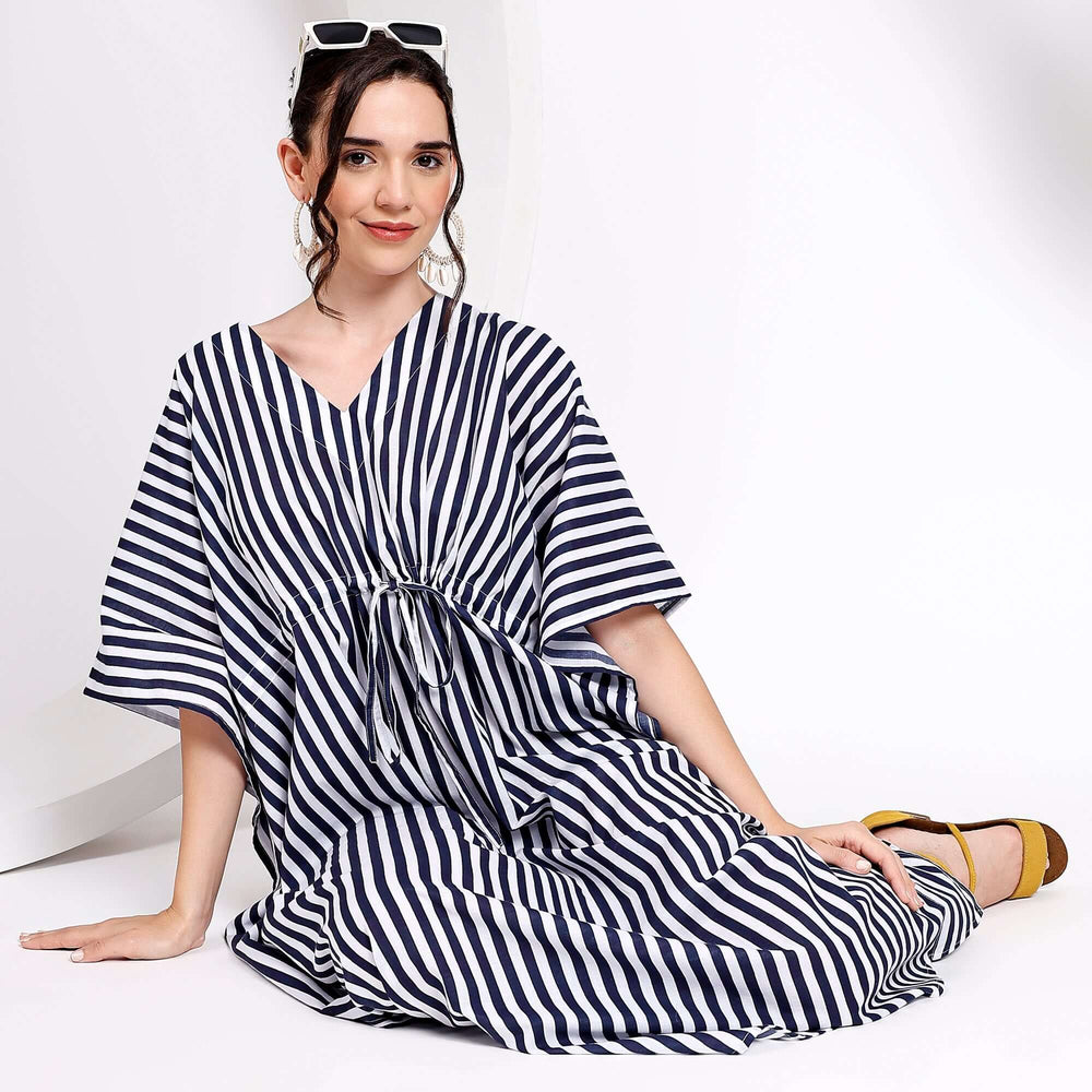 Striped block print kaftan – cotton caftan dress for women