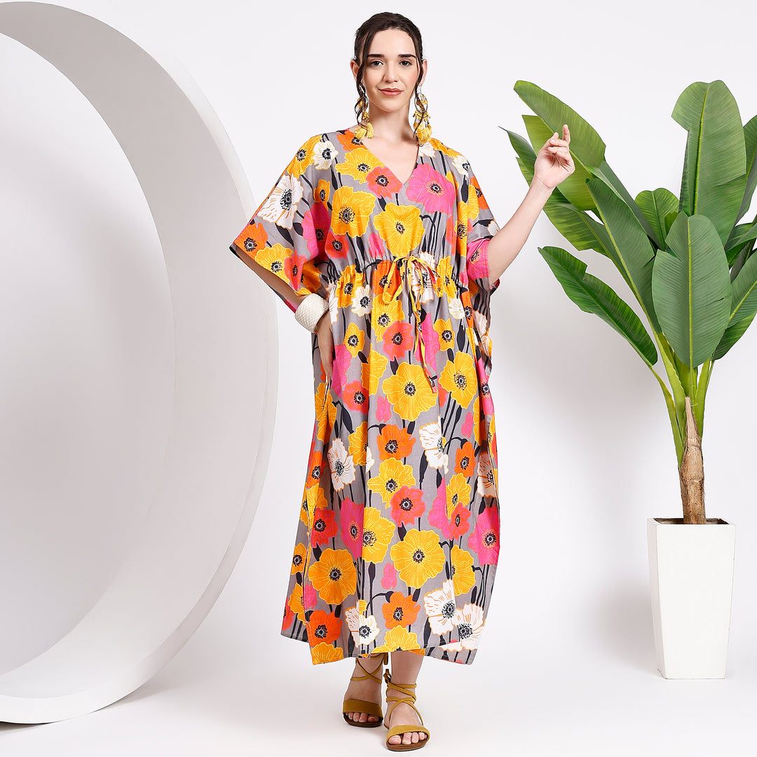 Floral Maxi Kaftan Dress 