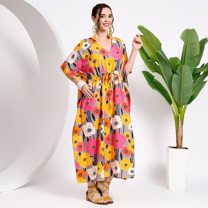 Floral Print Long Kaftan