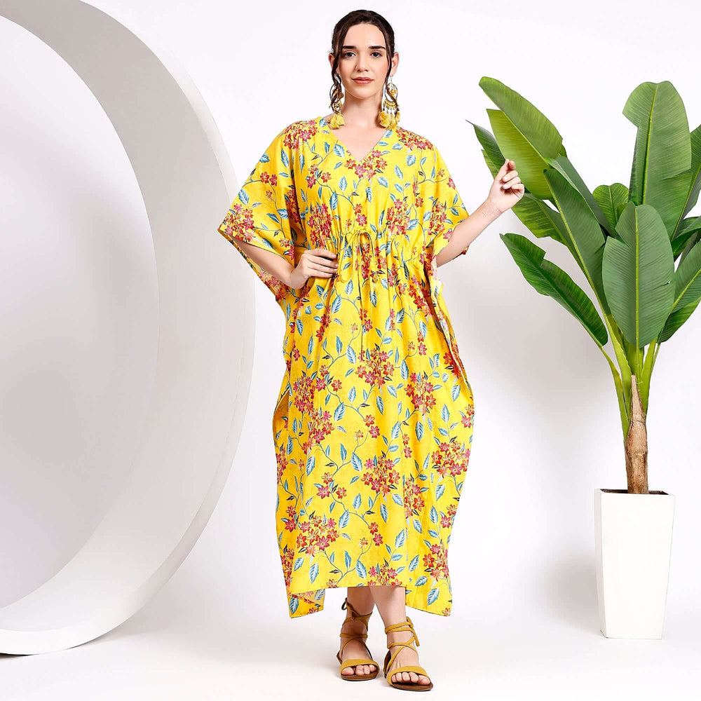 Floral cotton maxi kaftan – handmade women’s dress