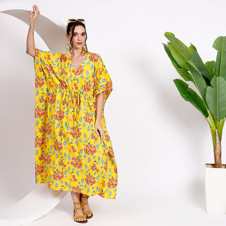 Yellow caftan dress