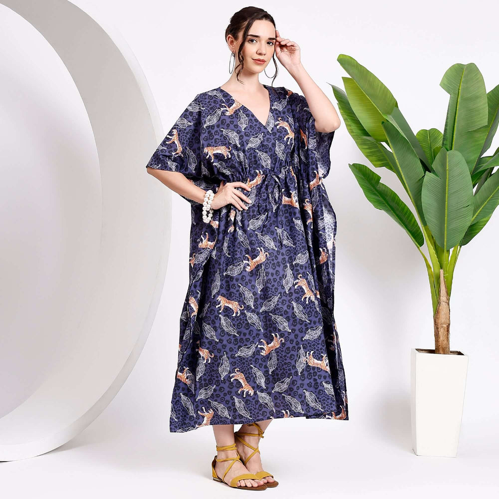Leopard print cotton kaftan – animal theme caftan