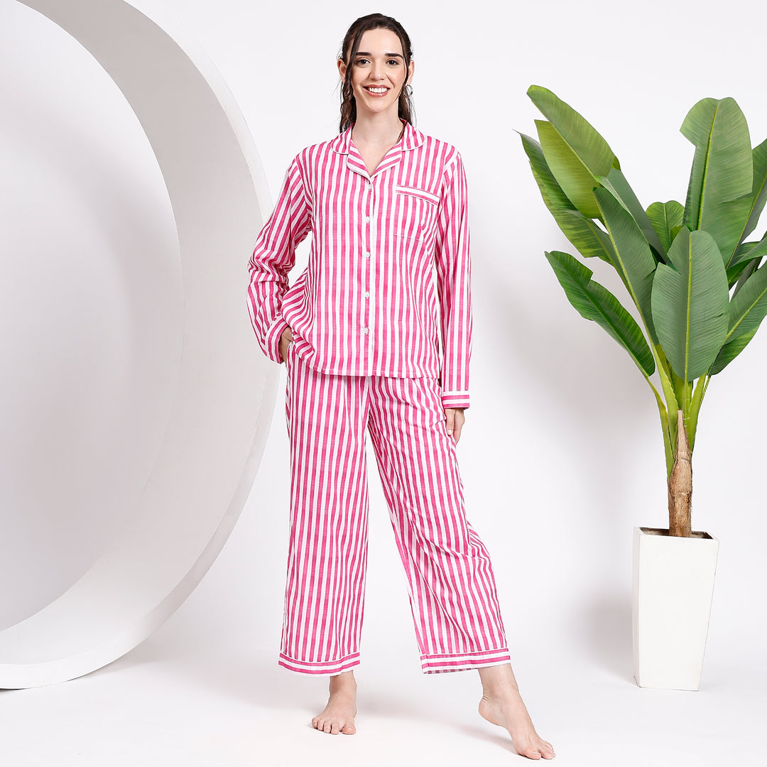 Indigo Stripes: Classic Cotton Pjs for Ultimate Comfort