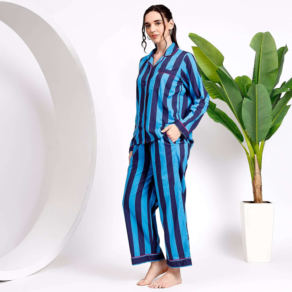 Family matching cotton pajamas – striped PJ sets for women, men & kids