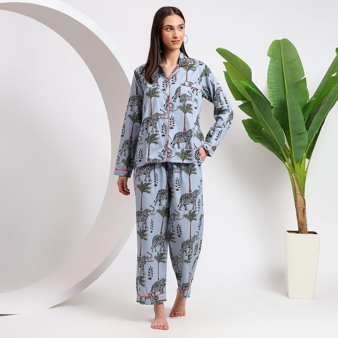 Blue Elephant Print Pjs: A Perfect Nightwear Choice