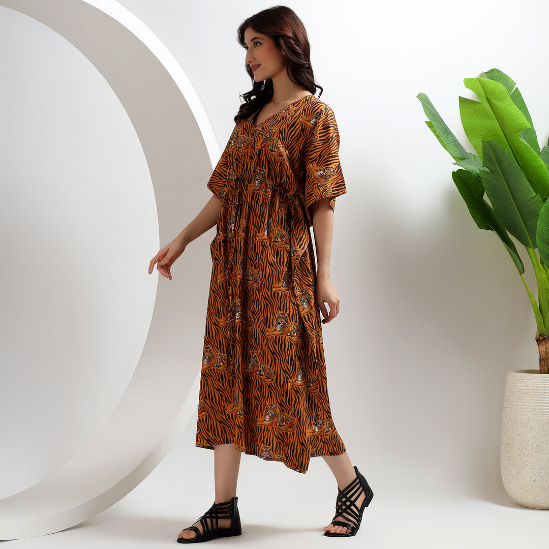 Animal Print Cotton Kaftan – Indian Block Print Abaya
