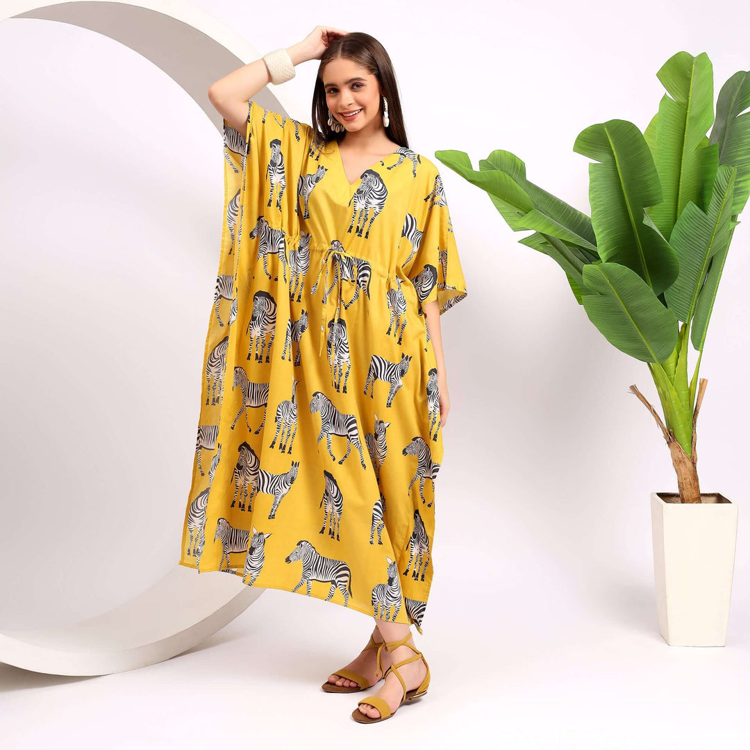 caftan plus size dress Animal Print Cotton Caftan Dress – Plus Size Kaftans for Women 3XL / Bottle Green / 44 Inches
