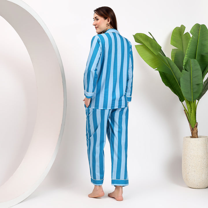 Comfortable hand block striped cotton pajamas – matching PJ set