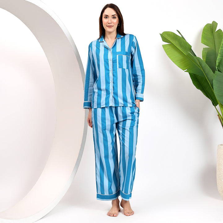 Family matching cotton PJs – block print striped pajama set