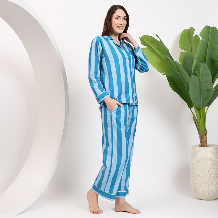 Striped Print PJ Sets & Pajamas – Hand Block Pajama Set for Women
