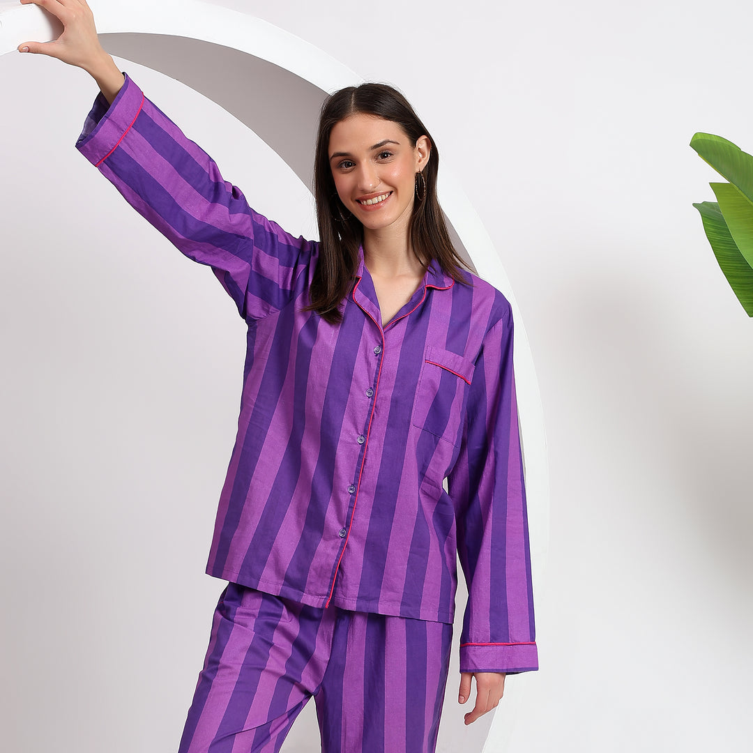 Women's Relaxed Fit Cotton Pj Set - Shirt Dress for Her