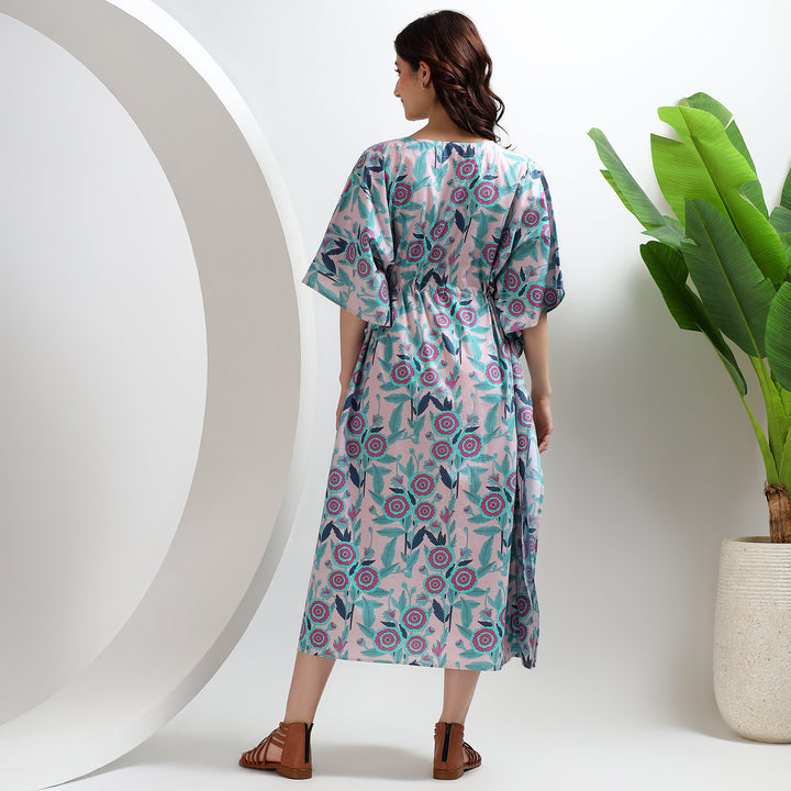 Boho kaftan dress – Indian block print plus size cotton loungewear