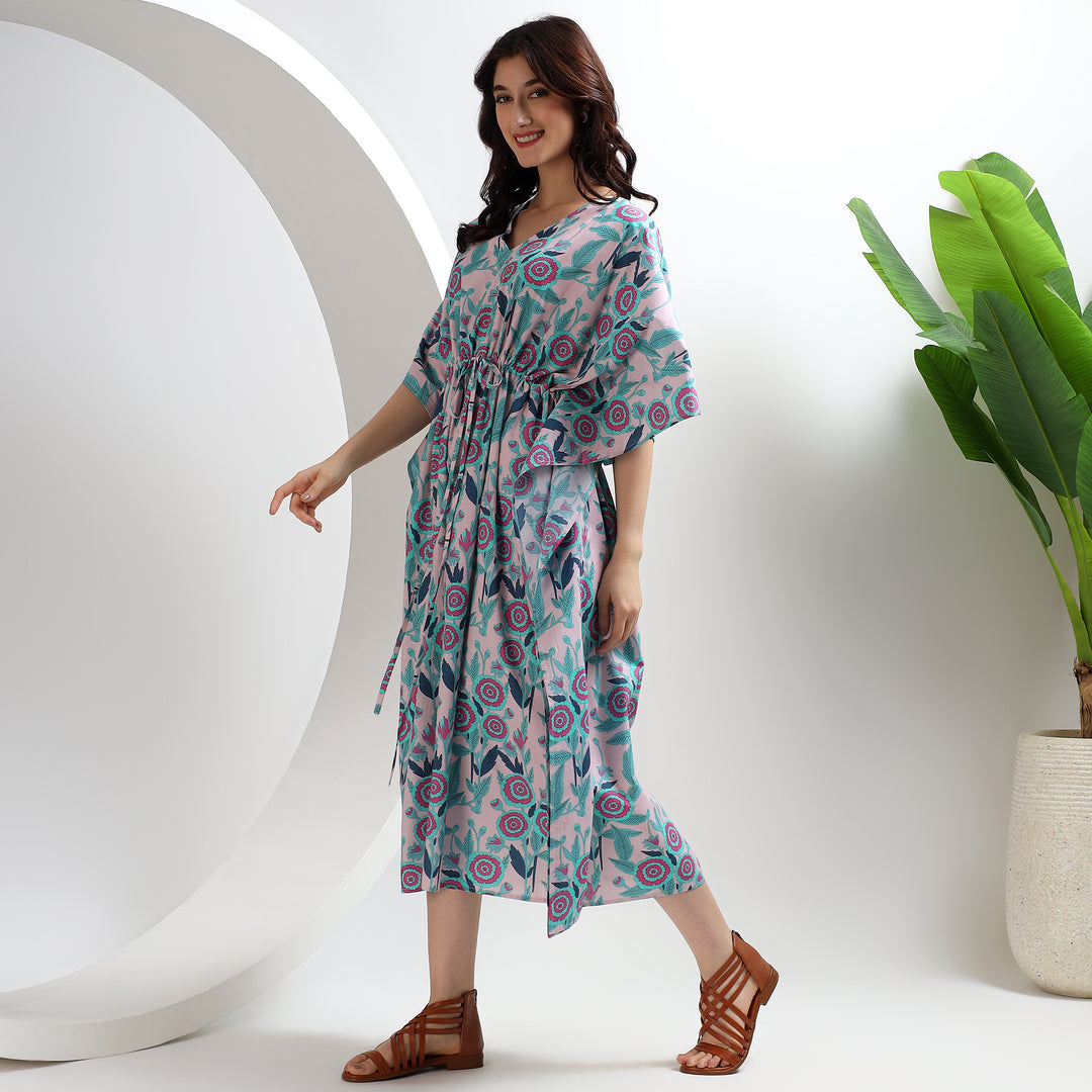 Indian block print kaftan – plus size cotton caftan dress for women