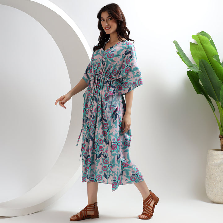 Indian block print kaftan – plus size cotton caftan dress for women