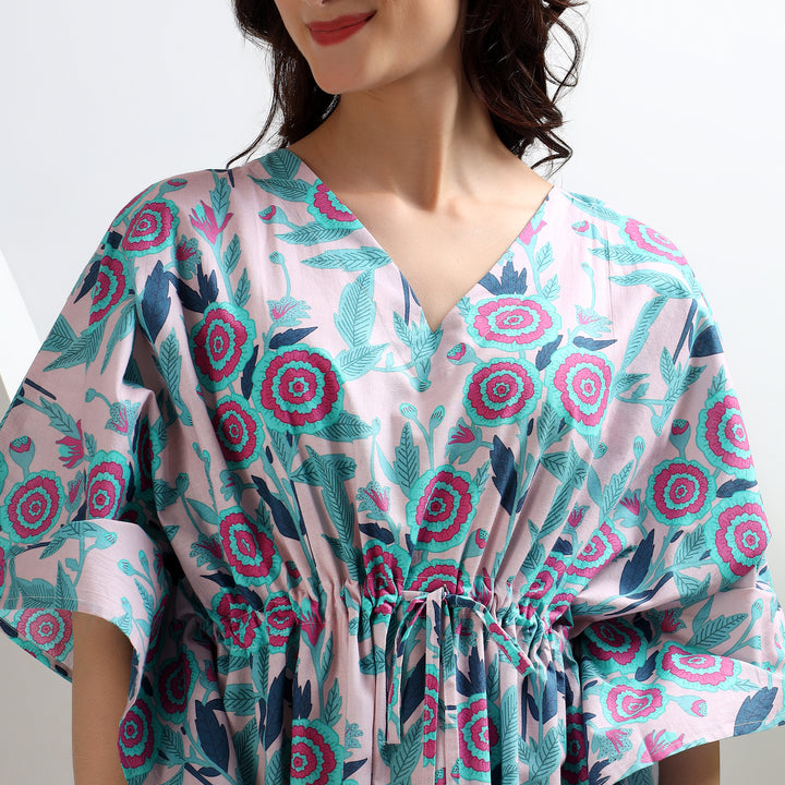 Boho cotton kaftan – Indian block print plus size loungewear