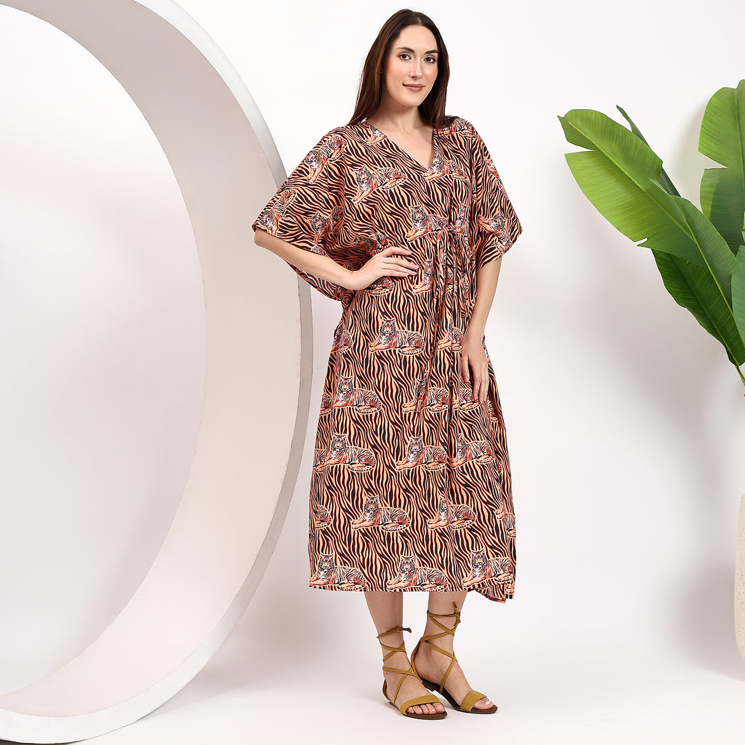 Leopard Print Kaftan – Block Print Cotton Caftan Dress